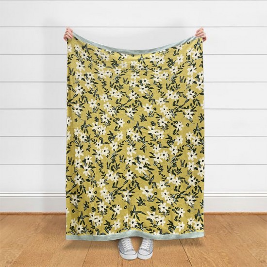 Floral Design Knitted Throw