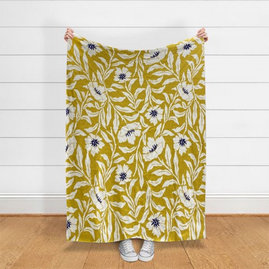 Floral Design Knitted Throw