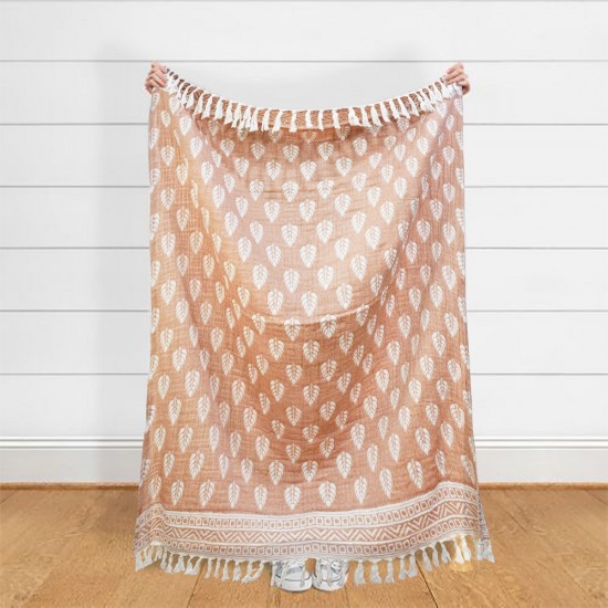 Leaf Design Woven Jacquard Throw