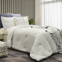 White Embosed Fabric Comforter Set