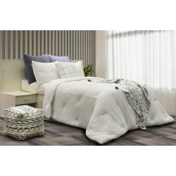 White Embosed Fabric Comforter Set