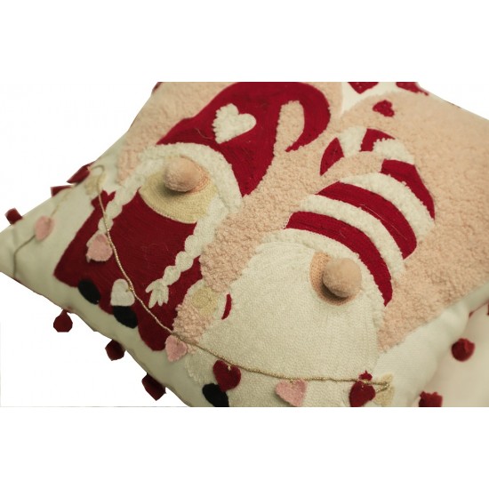 Valentine-themed multi-textured Cotton Fabric Small Cushion