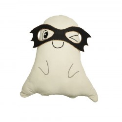 Halloween festival-themed, happy and smiling white ghost-shaped pillow