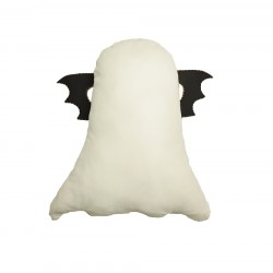 Halloween festival-themed, happy and smiling white ghost-shaped pillow