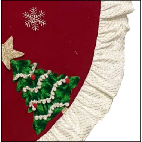 Christmas-Themed Embroidered Patch Work Tree Skirts