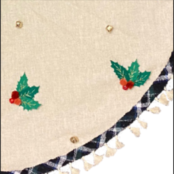 Christmas-Themed Embroidered Patch And Bells Work Tree Skirts