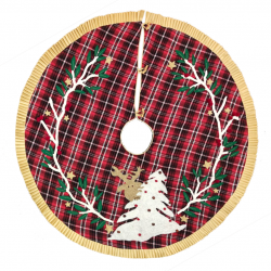 Christmas-Themed Elevated Embroidered  Tree Skirts 