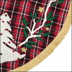 Christmas-Themed Elevated Embroidered  Tree Skirts 